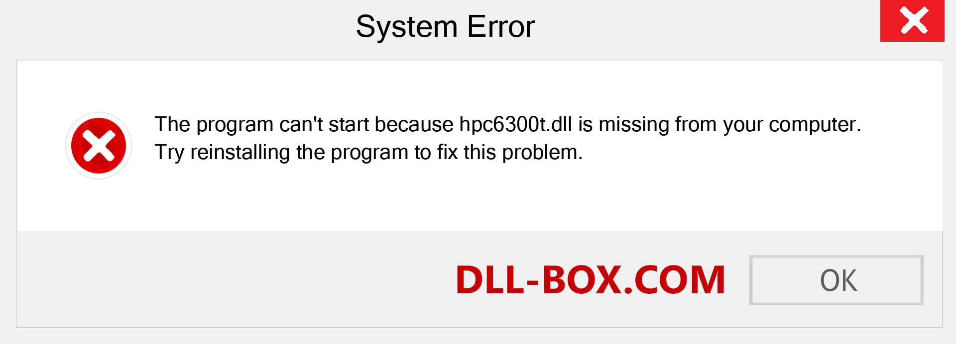  hpc6300t.dll file is missing?. Download for Windows 7, 8, 10 - Fix  hpc6300t dll Missing Error on Windows, photos, images